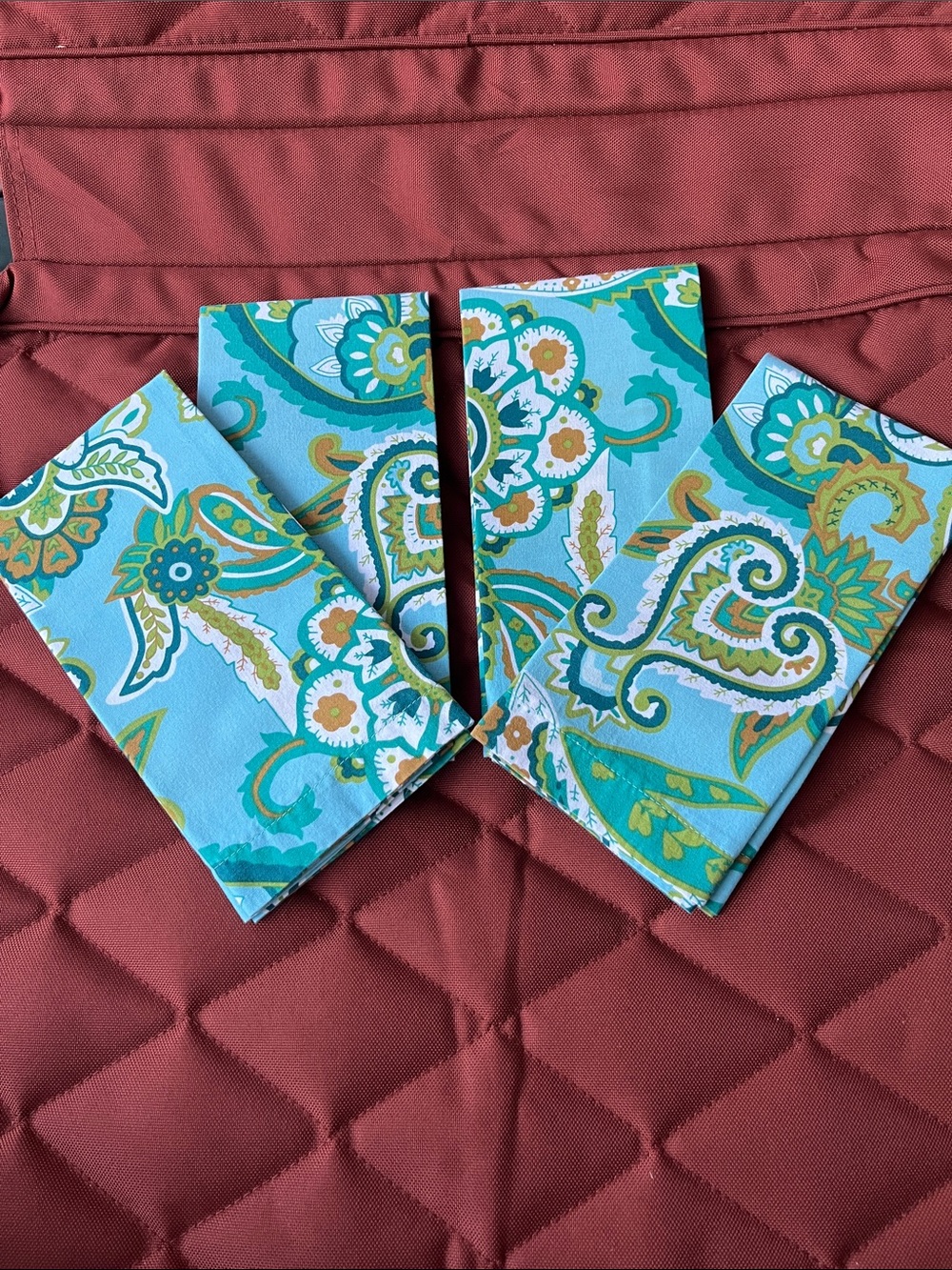 Four (4) Vintage Paisley Print Cotton Napkins